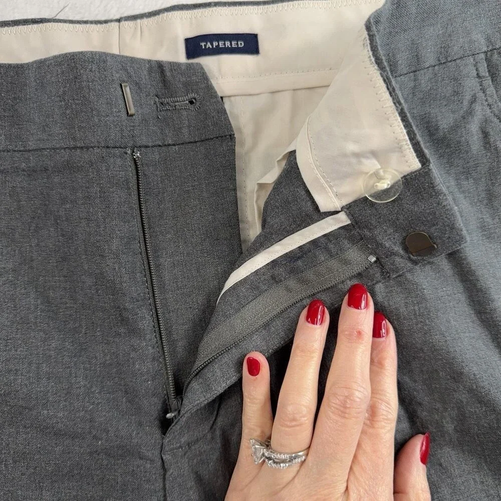 J.CREW 34x34 34 Thompson‎ Bedford Pant Tapered Straight Narrow Gray Cotton Mens